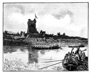 Den kongelige tur i Irland, besøg på Ross Castle, Killarney, 1887 af William Barnes Wollen