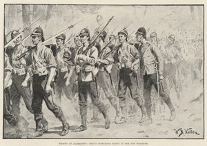 Tropper ved Aldershot, Heavy Marching Order i det varme vejr af William Barnes Wollen