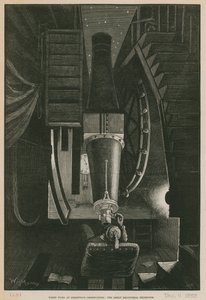 Natarbejde på Greenwich Observatory; Det store ækvatorialteleskop (gravering)