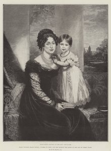 HKH Victoria Maria Louisa, hertuginde af Kent, og Hendes Majestæt Dronningen i en alder af tre år af William Beechey