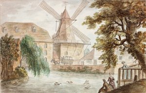 River Scene (blyant og akvarel på papir) af William Beilby