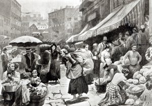 Mulberry Bend Italian Colony i New York, illustration i magasinet "Harper