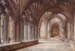 Døråbning fra klosteret ind til martyriet, Canterbury Cathedral (farvelitografi) af William Biscombe Gardner