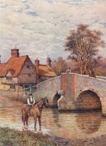Eynsford Bridge på Darent-floden (farvelitografi) af William Biscombe Gardner