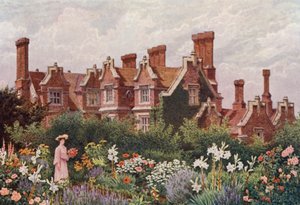 Hollingbourne Manor fra Upeer Garden (farvelitografi) af William Biscombe Gardner