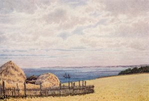 Udsigt over Pegwell Bay fra Ramsgate-siden (farvelitografi) af William Biscombe Gardner