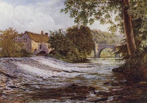 På Derwent, Baslow (farve litho) af William Biscombe Gardner