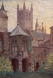 Døbefonten, Canterbury-katedralen (farvelitografi) af William Biscombe Gardner