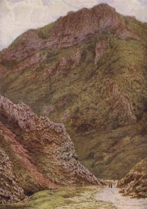 The Lion Rock i Winnats, mellem Castleton og Edale (farve litho) af William Biscombe Gardner