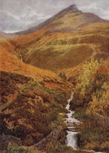 The Nab and Golden Clough fra Grindslow Dell, Edale (farve litho) af William Biscombe Gardner