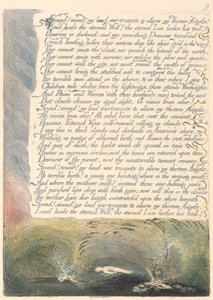 Amerika. En profeti, plade 11, lyd! Lyd! Mine høje krigstrompeter .... af William Blake