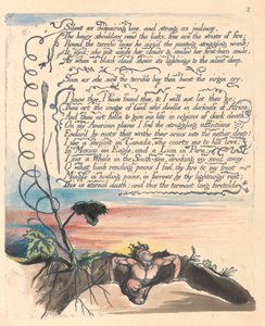 Amerika. En profeti, plade 4, tavs som fortvivlet kærlighed .... af William Blake
