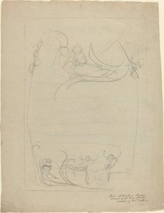 En bevæbnet mand, der sporer en kvinde [recto] af William Blake