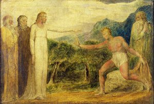 Kristus giver Bartimæus syn (tempera med pen og blæk på lærred) af William Blake