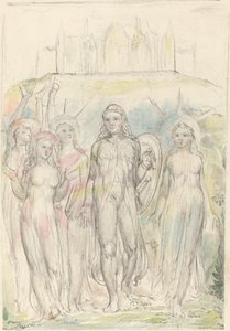 Christian med troens skjold, tager afsked med sine ledsagere af William Blake