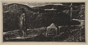 Colinets Journey: Milestone Marked LXII Miles to London, fra Thorntons Pastorals of V..., 1821. af William Blake