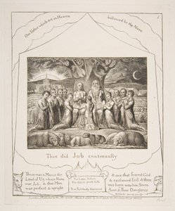 Job og hans familie, fra Illustrationer af Jobs Bog, 1825-26. af William Blake