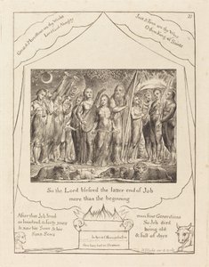 Job og hans kone genoprettet til velstand, 1825. af William Blake