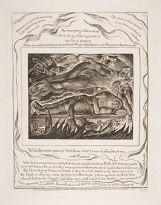 Jobs onde drømme, fra Illustrationer af Jobs Bog, 1825-26. af William Blake