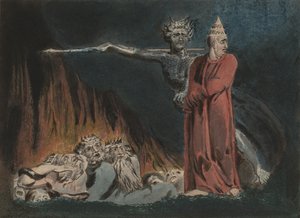 Lucifer og paven i helvede, ca. 1794-96 af William Blake
