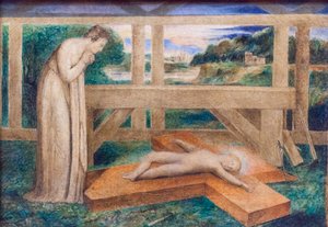 Vor dame tilbeder spædbarnet Jesus sovende på et kors, omkring 1799-1800 (tempera på lærred) af William Blake