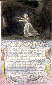 S.124-1950.pt12 The Little Boy Lost: plade 12 fra Songs of Innocence and of Experience (kopi R) c.1802-08 (radering, blæk og akvarel) af William Blake