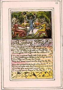 S.124-1950.pt14 Lattersang: plade 14 fra Songs of Innocence and of Experience (kopi R) c.1802-08 (radering, blæk og akvarel) af William Blake