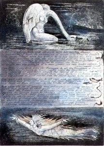 Tavle II, Jerusalem, ca. 1804-20. Albions døtre repræsenteret af svanelignende og fiskelignende væsener af William Blake
