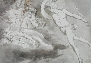 Satan nærmer sig Kaosretten af William Blake