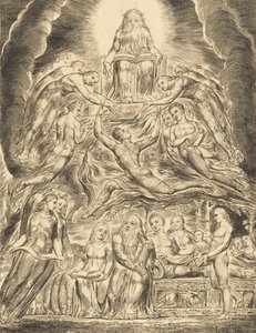 Satan foran Guds trone, 1825. af William Blake