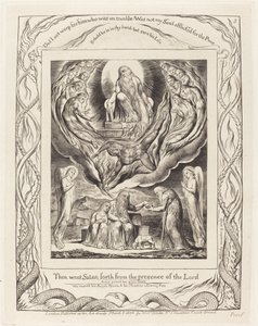 Satan går frem fra Herrens nærhed, 1825. af William Blake