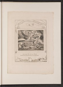 Satan slår job med bylder, 1825. af William Blake