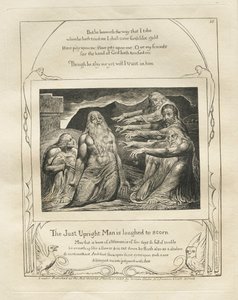 Jobs Bog: Pl. 10, Den retfærdige oprejste mand bliver grinet til hån af William Blake
