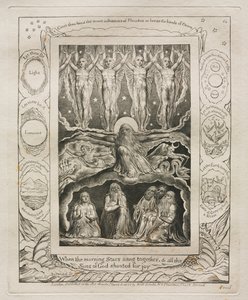 Jobs Bog: Pl. 14, Da morgenstjernerne sang sammen, og alle / Guds sønner råbte af glæde af William Blake