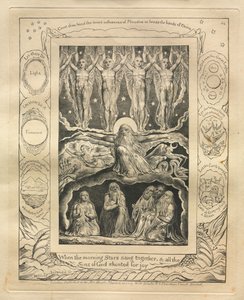 Jobs Bog: Pl. 14, Da morgenstjernerne sang sammen, og alle / Guds sønner råbte af glæde af William Blake