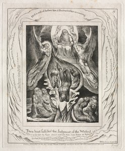 Jobs Bog: Pl. 16, Du har opfyldt de Ondes Dom, 1825. af William Blake