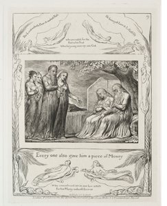 Jobs Bog: Pl. 19, Enhver gav ham også et stykke penge, 1825. af William Blake