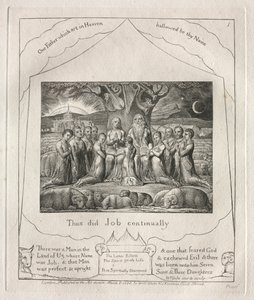 Jobs Bog: Pl. 1, Således gjorde Job bestandig, 1825. af William Blake