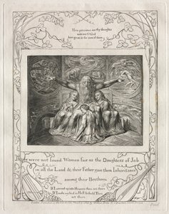 Jobs Bog: Pl. 20, Der blev ikke fundet kvinder smukke som Jobs døtre, 1825. af William Blake
