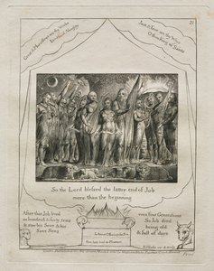 Jobs Bog: Pl. 21, Så Herren velsignede Jobs sidste ende / mere end begyndelsen af William Blake