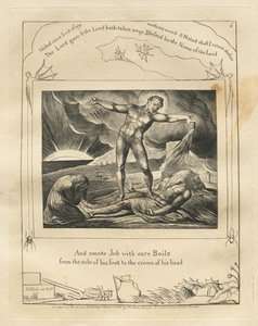 Jobs Bog: Pl. 6, og slog Job med ømme bylder / fra hans fodsål til hovedet af William Blake
