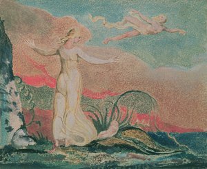 Thel-bogen; Tavle 4 Thel in the Vale of Har, 1794 (farvetrykt relief ætsning) af William Blake