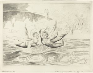 Kredsen af de korrupte embedsmænd, Djævle, der knuger hinanden, 1827. af William Blake