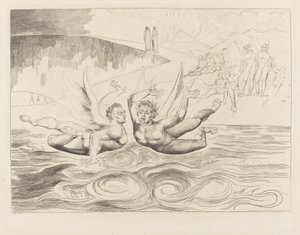 Kredsen af de korrupte embedsmænd; djævle, der knuger hinanden af William Blake