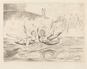 Kredsen af de korrupte embedsmænd; djævle, der knuger hinanden af William Blake