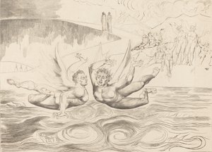 Cirklen af de korrupte embedsmænd, djævlene, der mister hinanden, 1827. af William Blake