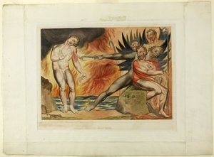 Kredsen af de korrupte embedsmænd; de Djævle, der plager Ciampolo. Inferno, canto XXII af William Blake