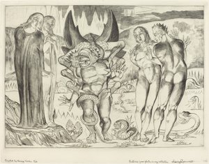 Tyvenes kreds, Agnolo Brunelleschi angrebet af en seksfodet slange, 1827. af William Blake