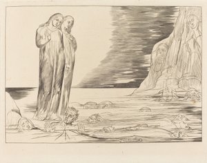 Forrædernes Kreds; Dantes fod slår Bocca degli Abbate af William Blake