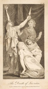 The Death of Lucretia, fra Allens nye og upartiske romerske historie, pub. 1797 (gravering) af William Blake